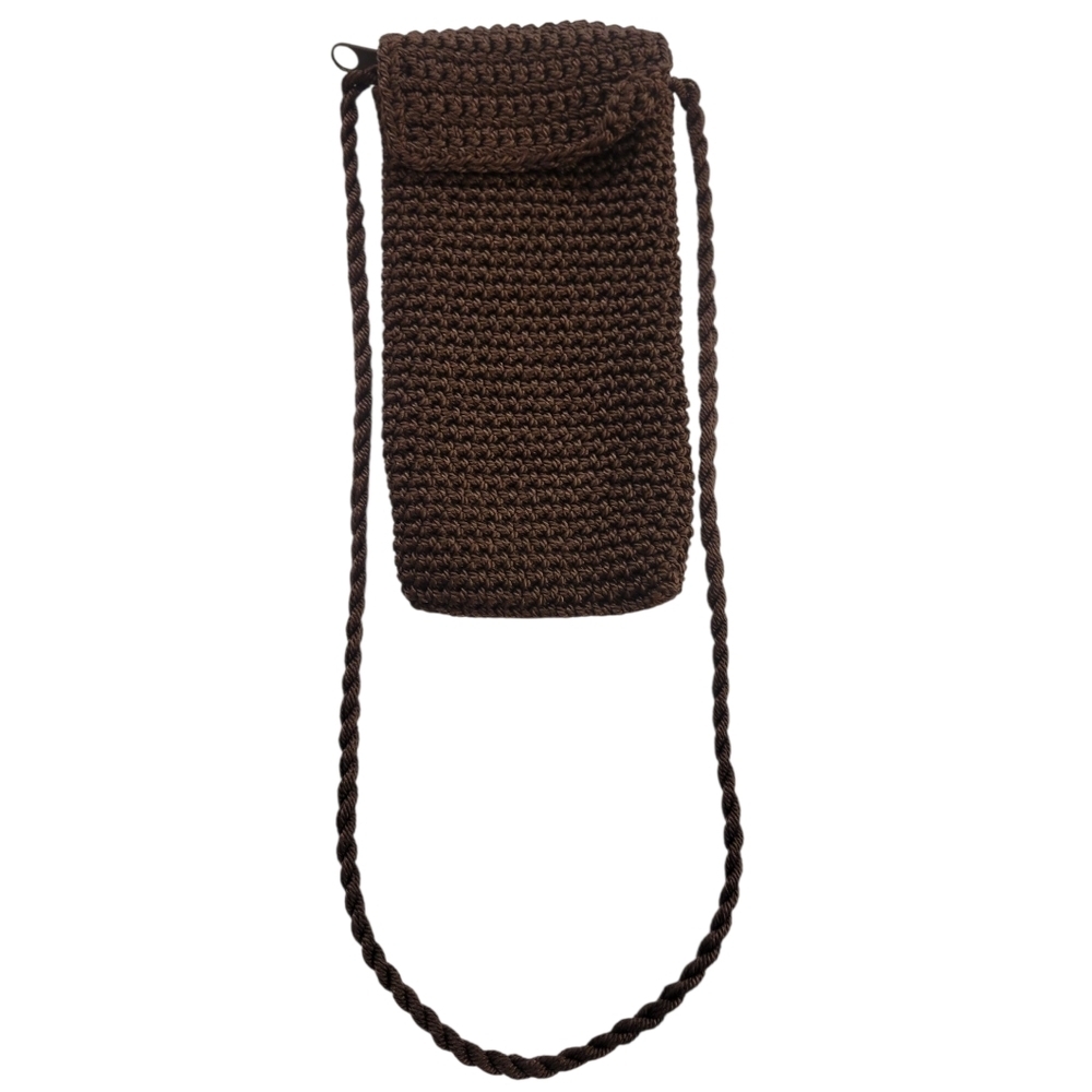 Brown Crochet Crossbody Bag - Picture 1 of 4
